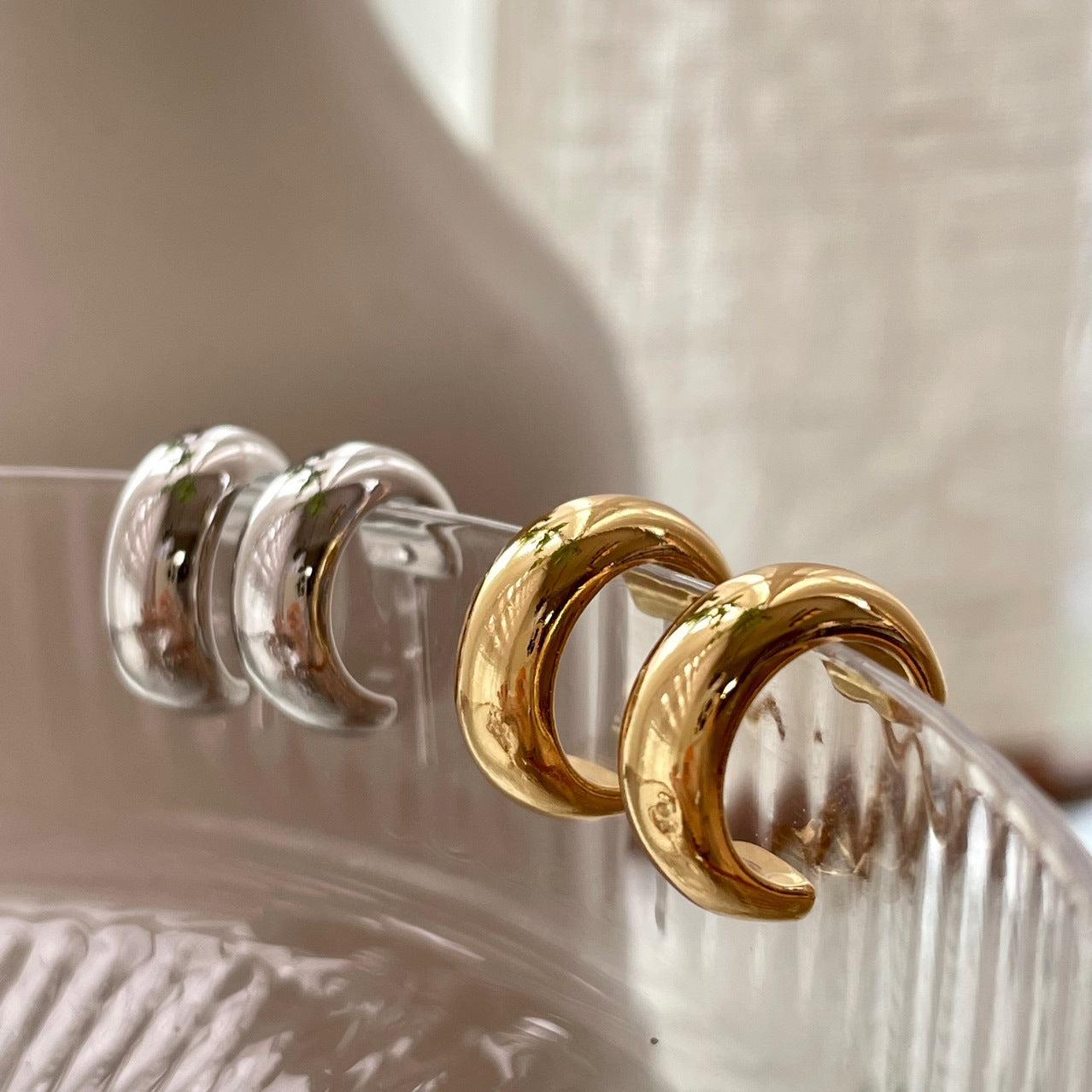 Two-Tone Vintage Hoop Earrings