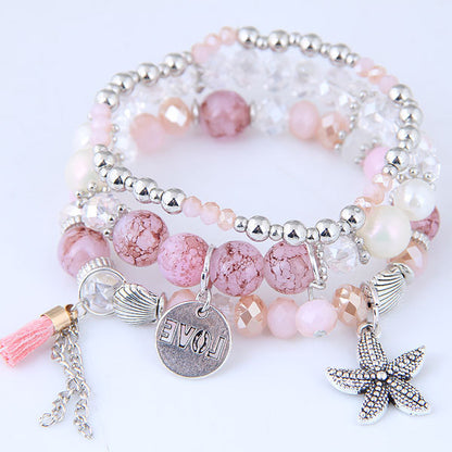 Hand-String Pearl Starfish Tassel Bracelet