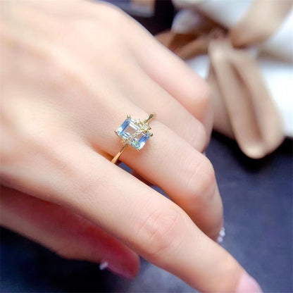 Natural Sky-Blue Topaz Light Ring