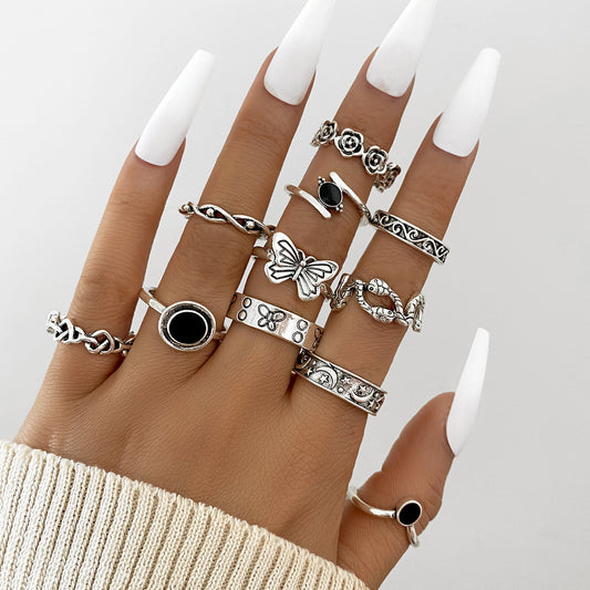 Vintage-Inspired Distressed Knuckle Ring Set