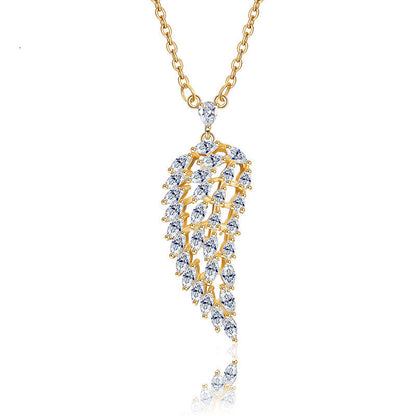 Leaf type zircon necklace