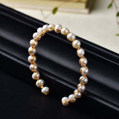 14K Gold Plated Pearl Bracelet