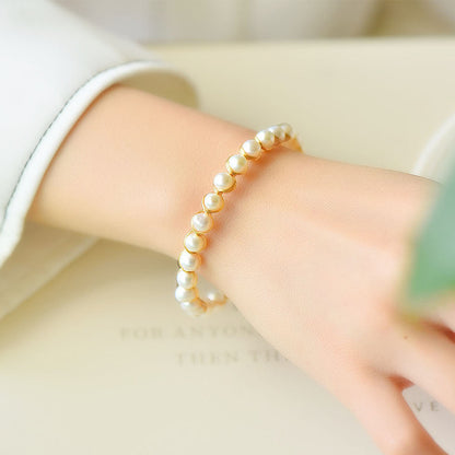 14K Gold Plated Pearl Bracelet