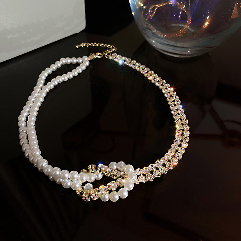 Pearl Crystal Choker Necklace