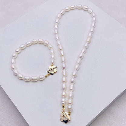 Natural Pearl Flower Necklace Female Long Clavicle Chain