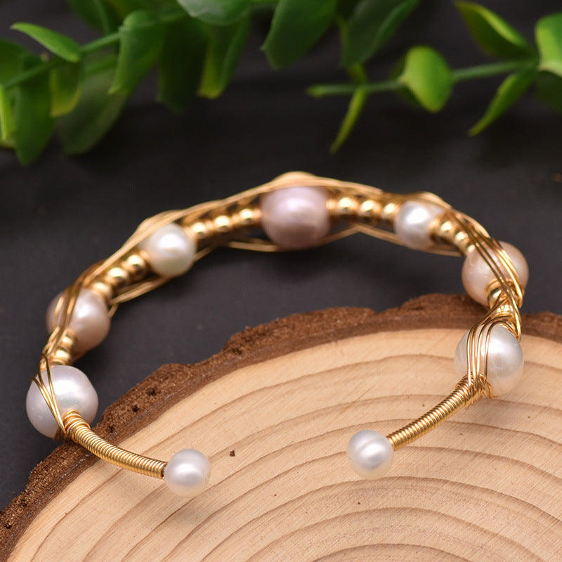 Natural Freshwater Pearl Elastic Bangle