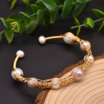 Natural Freshwater Pearl Elastic Bangle