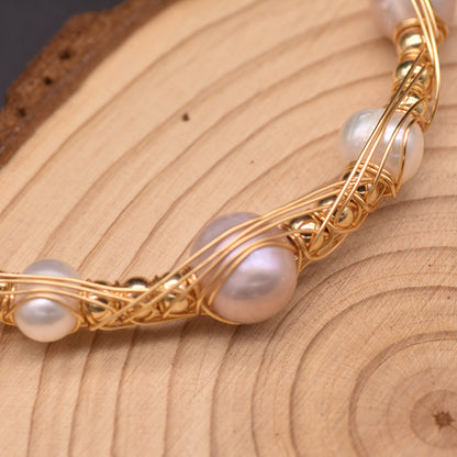 Natural Freshwater Pearl Elastic Bangle