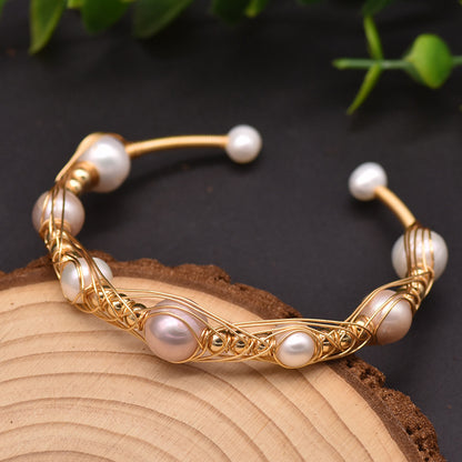 Natural Freshwater Pearl Elastic Bangle