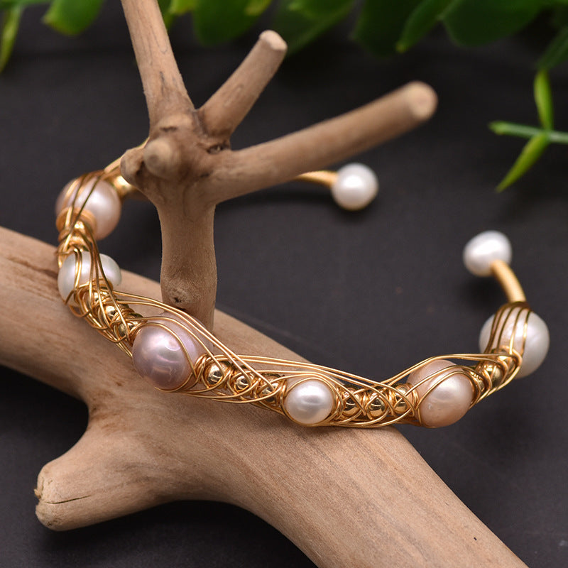 Natural Freshwater Pearl Elastic Bangle