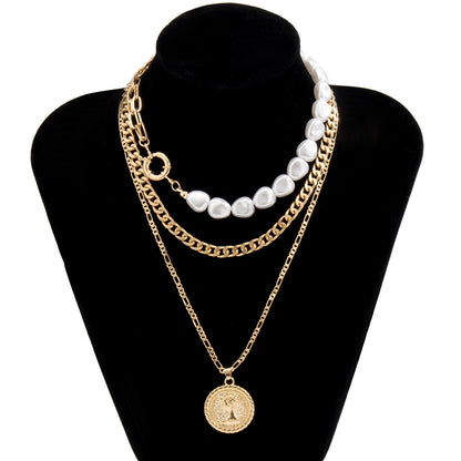 Fashion Shaped Faux Pearl Chain Necklace