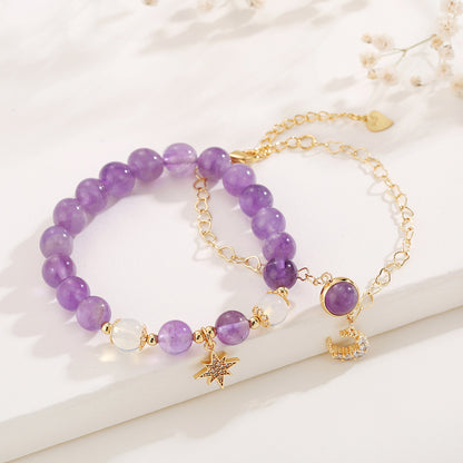 Crystal Amethyst Star Moon Bracelet