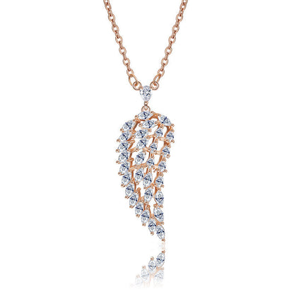 Leaf type zircon necklace