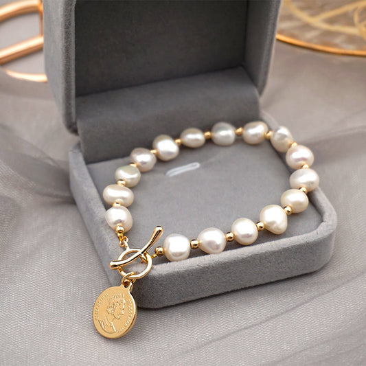 14k Real Gold Freshwater Pearl Bracelet