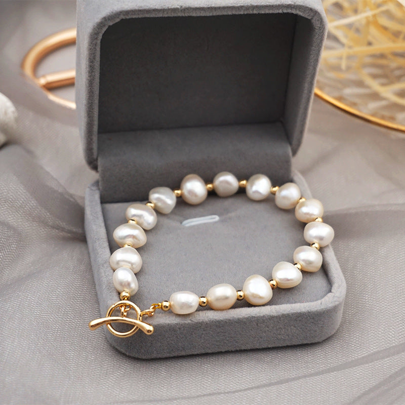 14k Real Gold Freshwater Pearl Bracelet