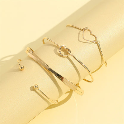 Gold Crystal Heart Letter Love Bangle