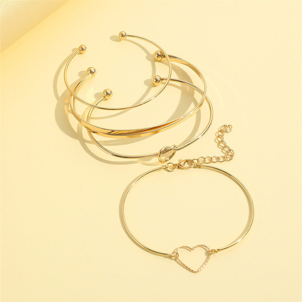 Gold Crystal Heart Letter Love Bangle