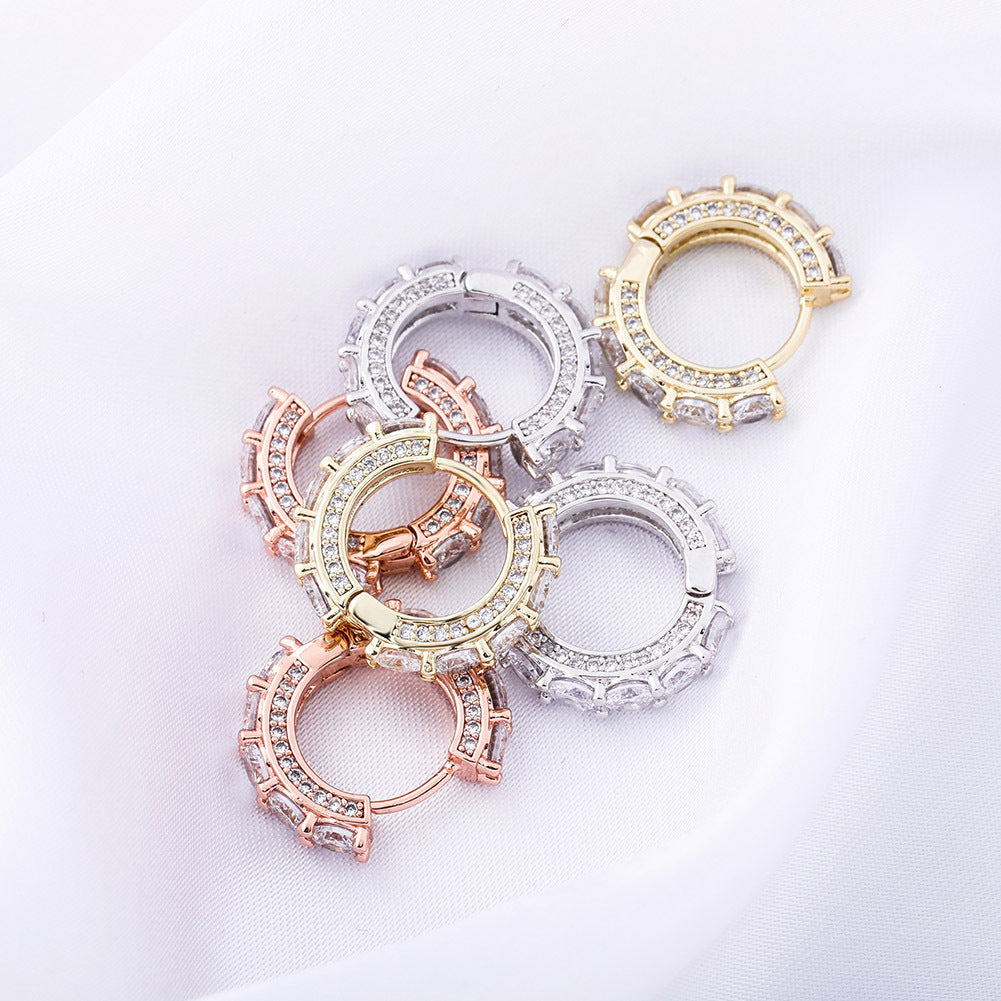 Copper Zircon hoop earrings phone