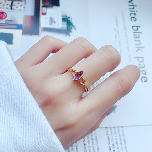 Luxury Lavender Amethyst White Zirconium Ring