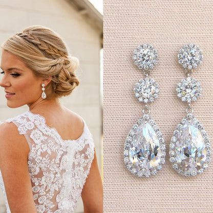 Super Bride Water Drop Zircon Earring