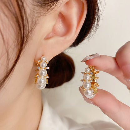 Niche Pearl Hoop Earrings