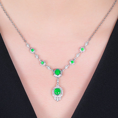 Noble Diamond Green Gem Chain Necklace