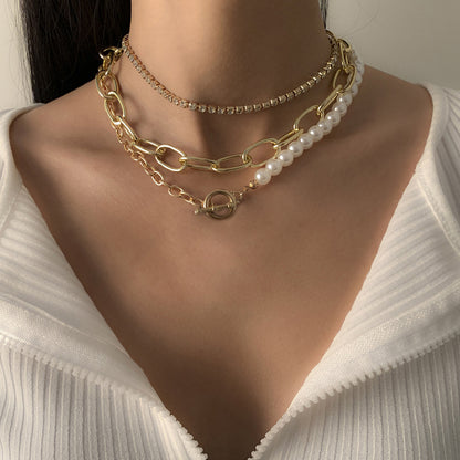 Fashion Shaped Faux Pearl Chain Necklace