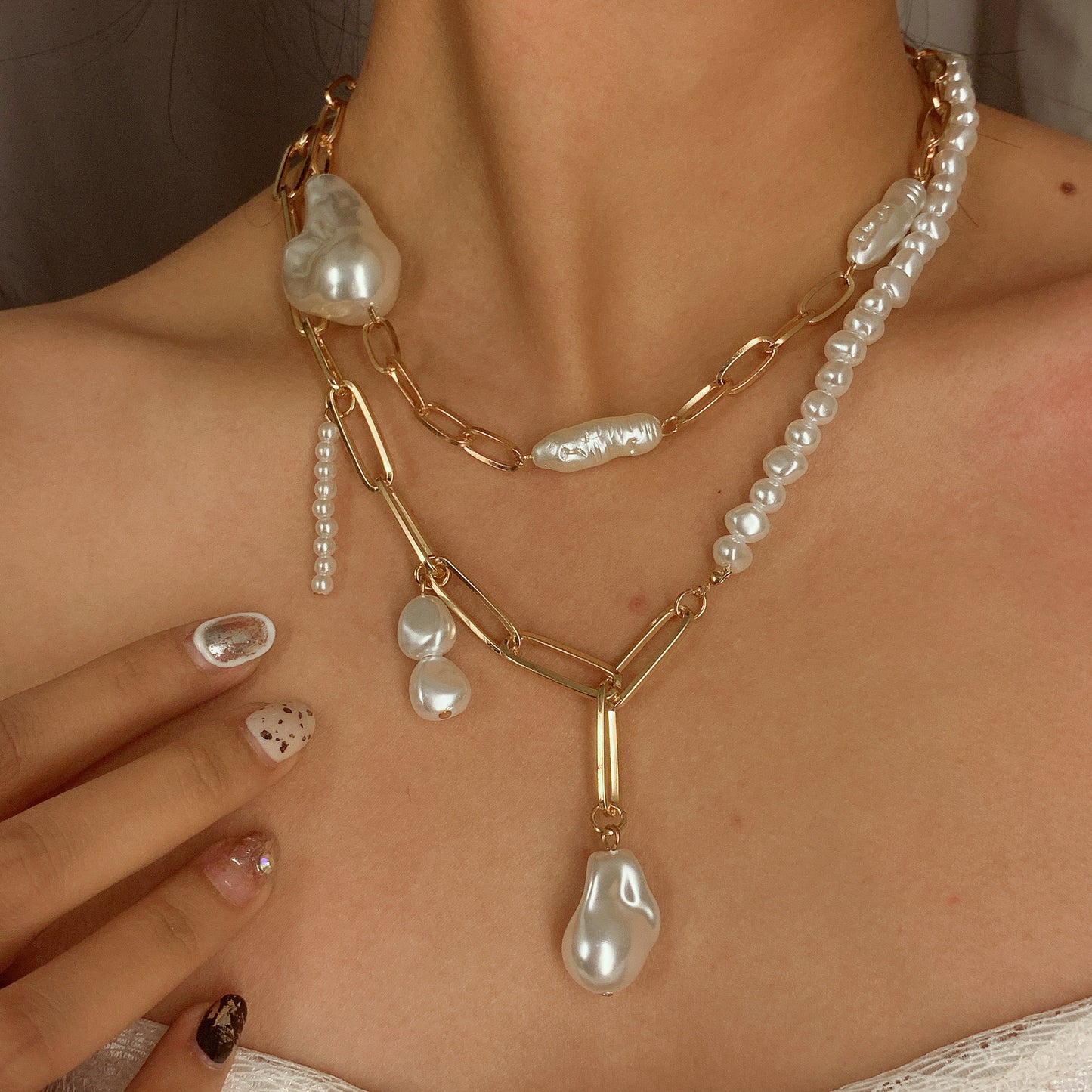 Baroque Pearl Creative Chain Necklace