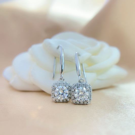 Moissanite Ear Studs Square