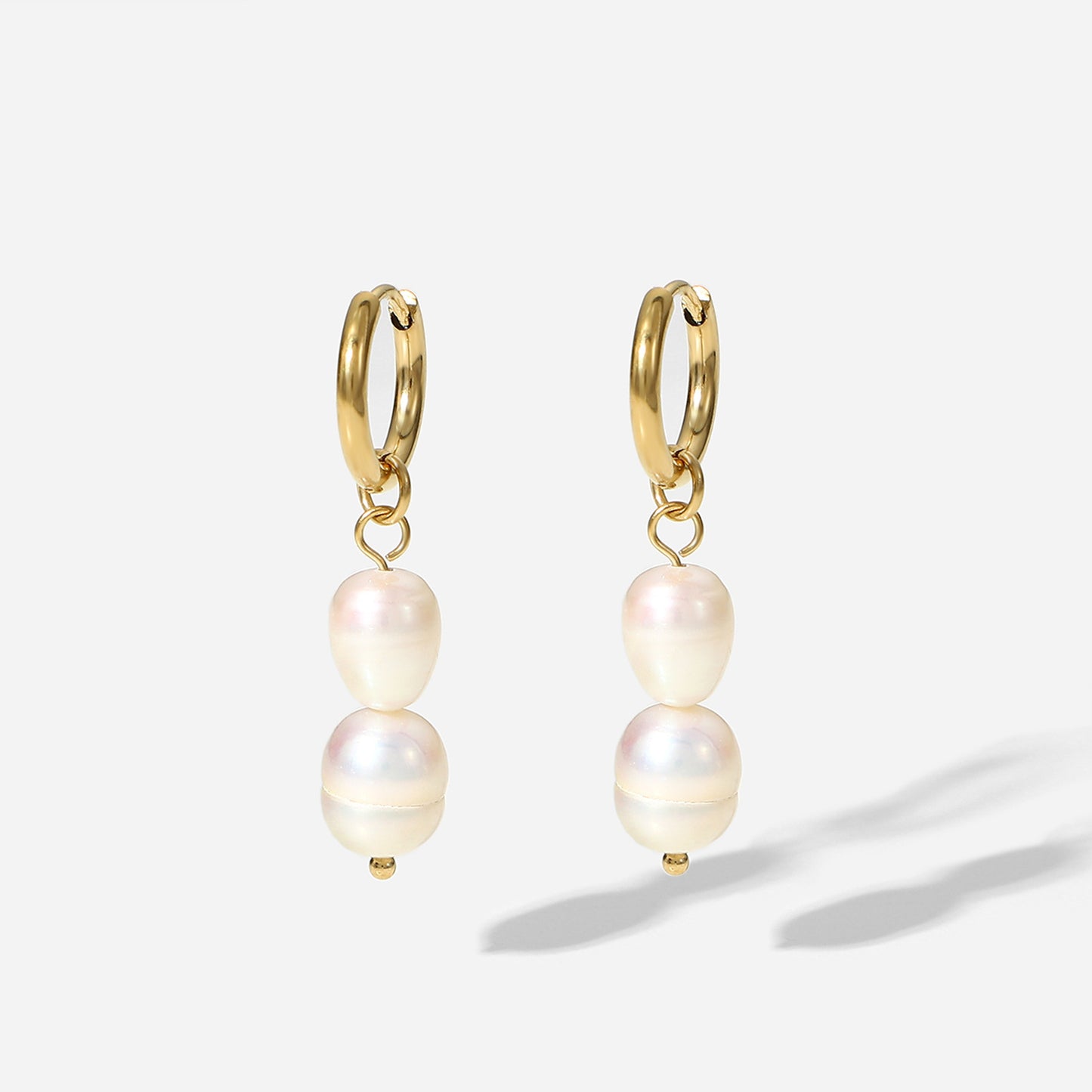 Gold Plated Hoop Pearl Earrings