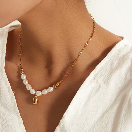 Stainless Steel Pearl Chain Necklace