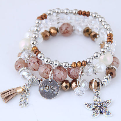 Hand-String Pearl Starfish Tassel Bracelet