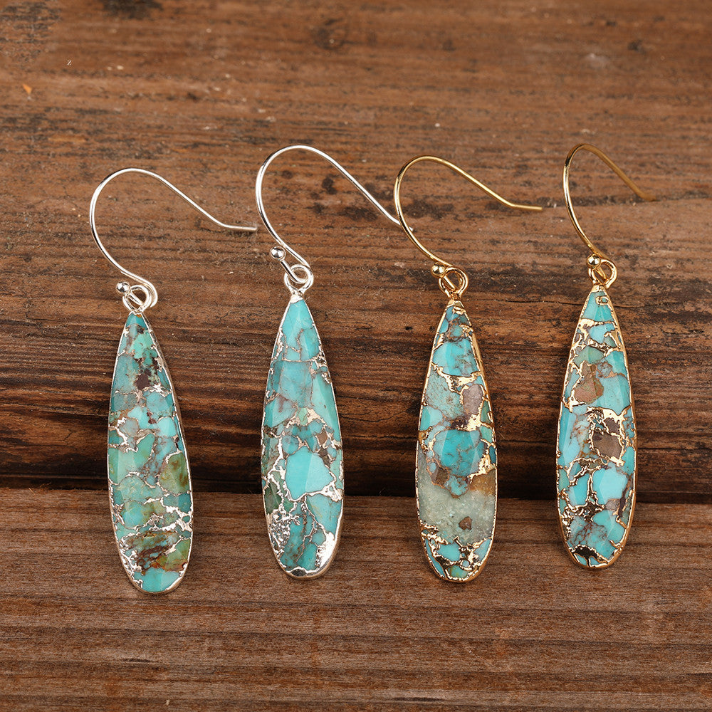 Natural Stone Drop Pendant Earrings