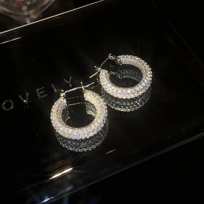 Rhinestone Geometric Hoop Earrings