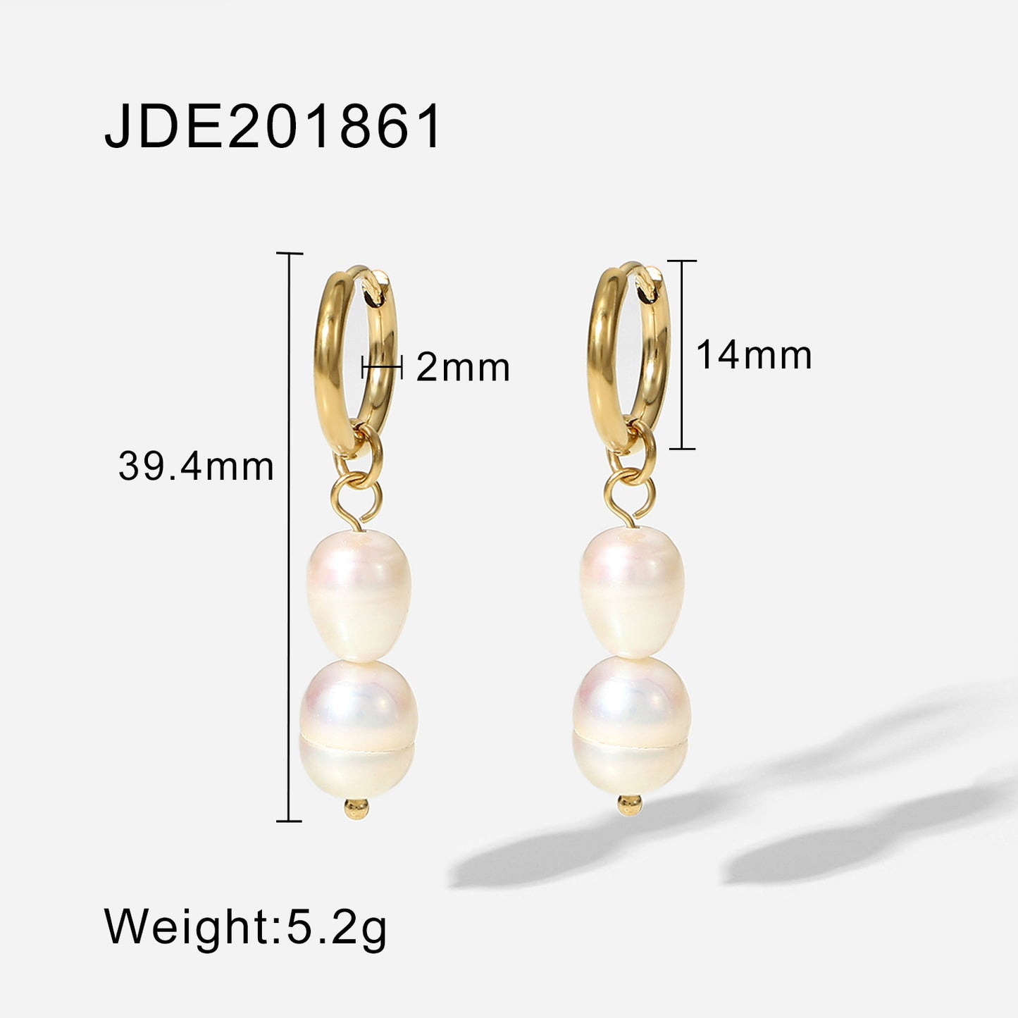 Gold Plated Hoop Pearl Earrings