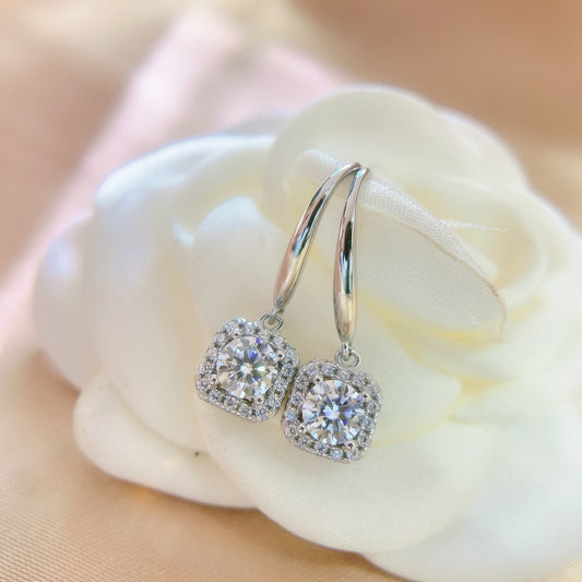 Moissanite Ear Studs Square