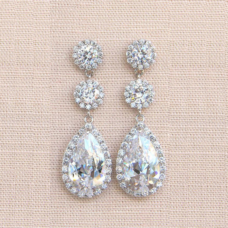 Super Bride Water Drop Zircon Earring