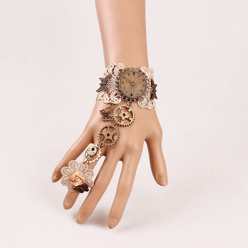 Retro High-end Lace Ring Gear Clock Bracelet