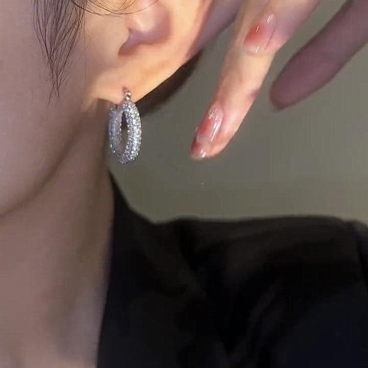 Rhinestone Geometric Hoop Earrings