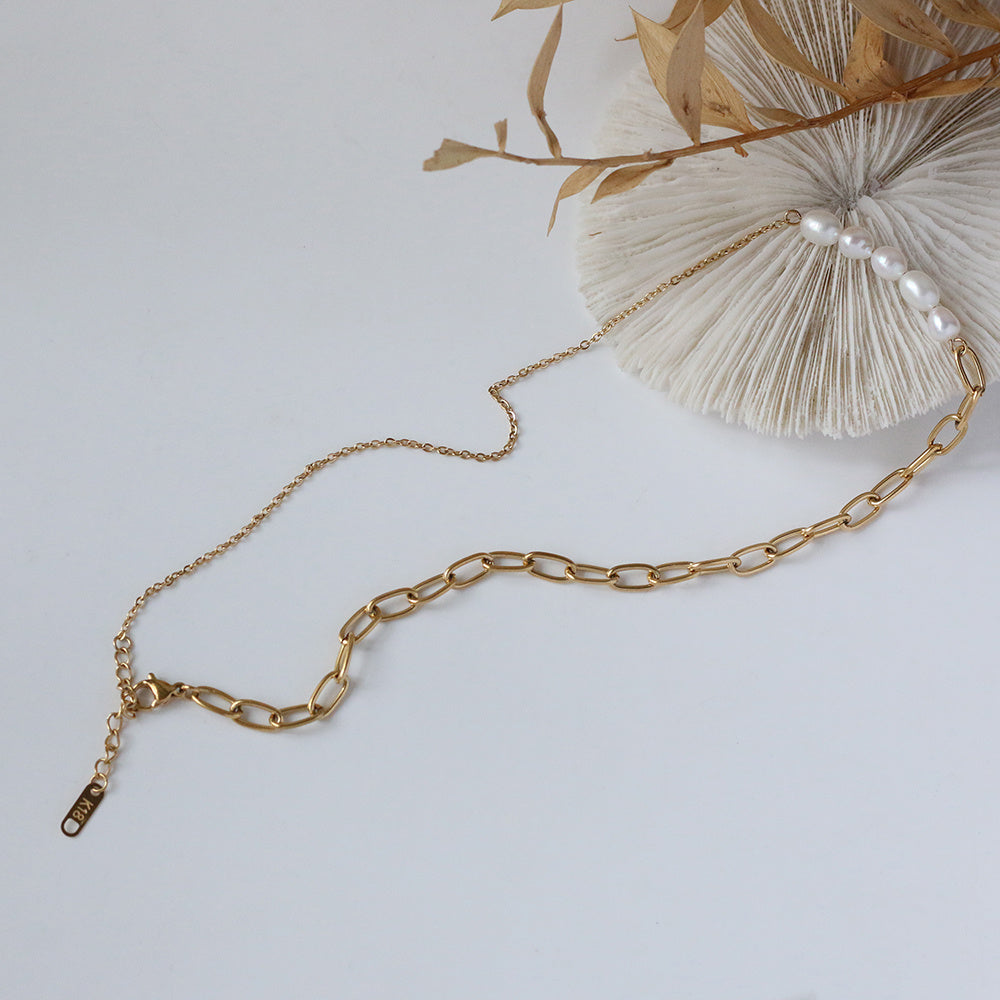 Rice Grain Pearl Chain Necklace