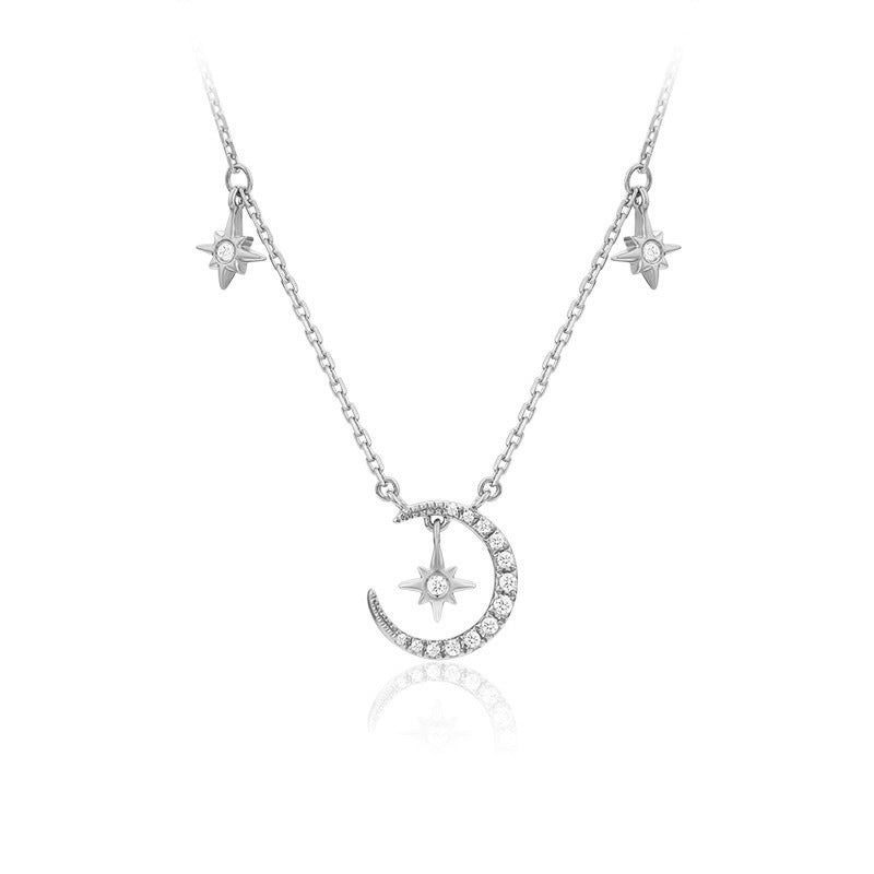 Sterling Silver Star And Moon Necklace