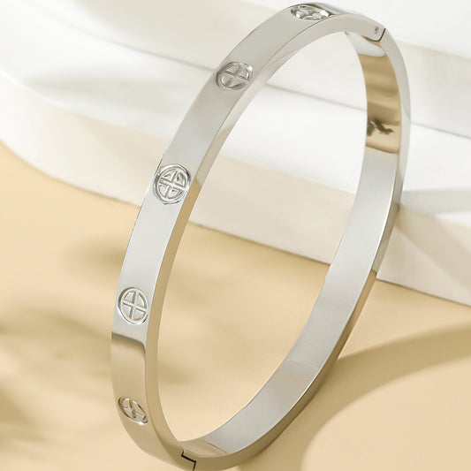 Stainless Steel Cross Nail Bangle Bracelet