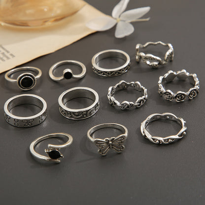 Vintage-Inspired Distressed Knuckle Ring Set