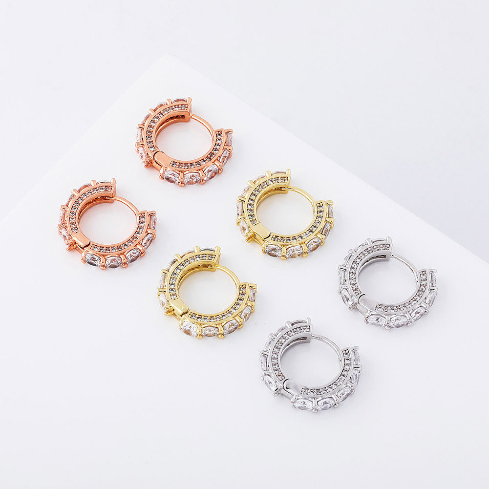 Copper Zircon hoop earrings phone