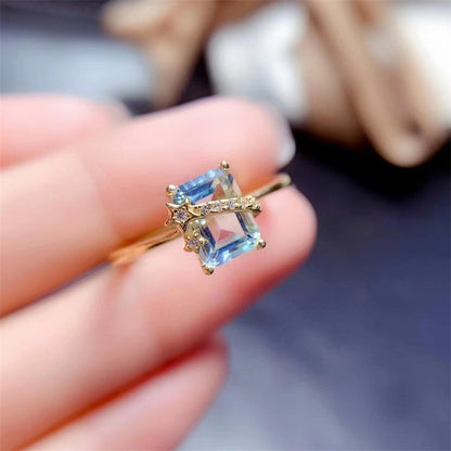 Natural Sky-Blue Topaz Light Ring