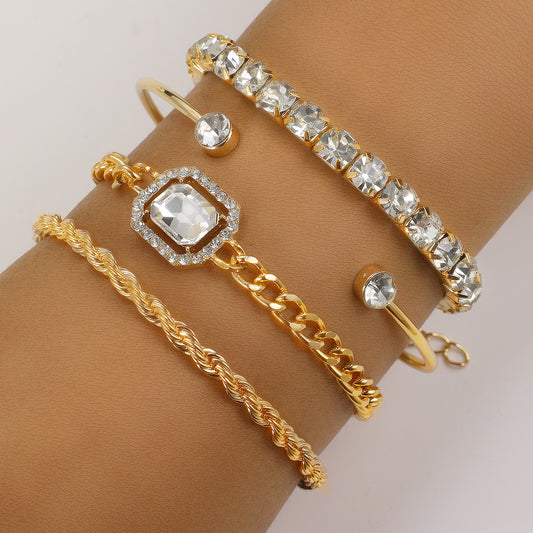 4 Pcs Crystal Bracelet Set