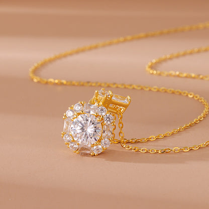 Luxury Style Geometric Round Zircon Chain Necklace