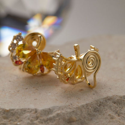 Leaf Shimmer Zircon Ear Studs