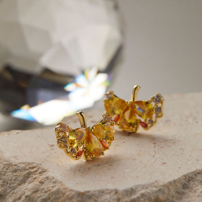 Leaf Shimmer Zircon Ear Studs