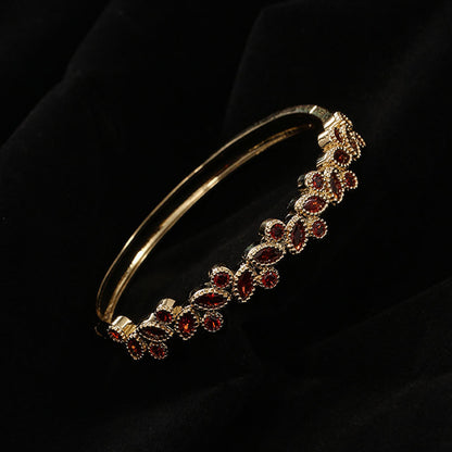 Micro Inlaid Zircon Red Leaf Bracelet